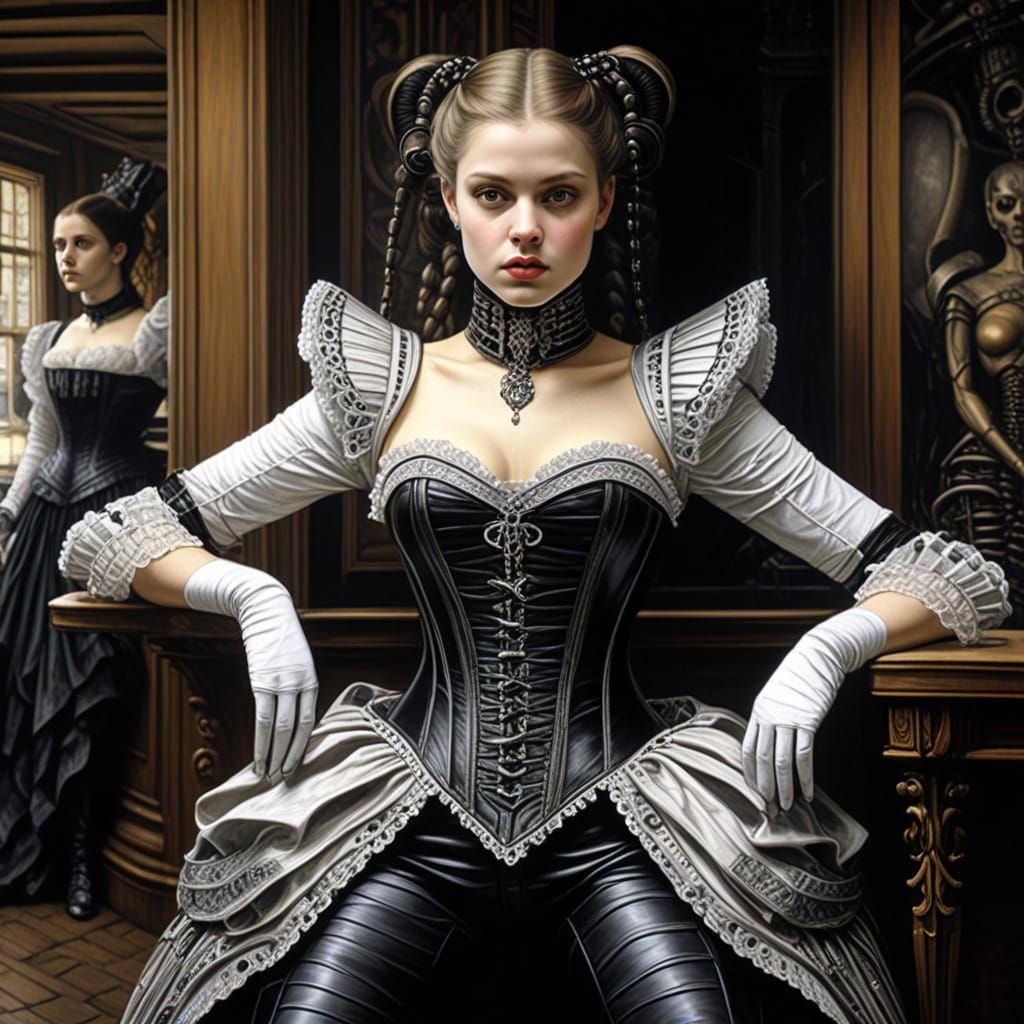 Victorian Visitor in Giger Style Corset