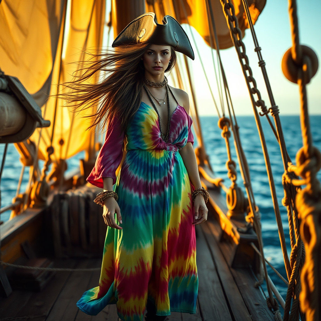 Hippie Pirate on Ship, Cinematic Film Aesthetic