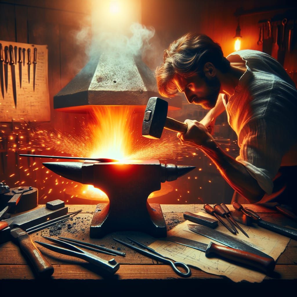 Bladesmith Forges New Knife with Concentration and Precision