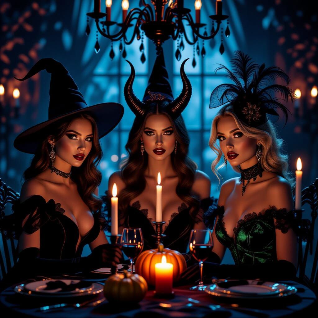 Glamorous Halloween Night Studio Photo