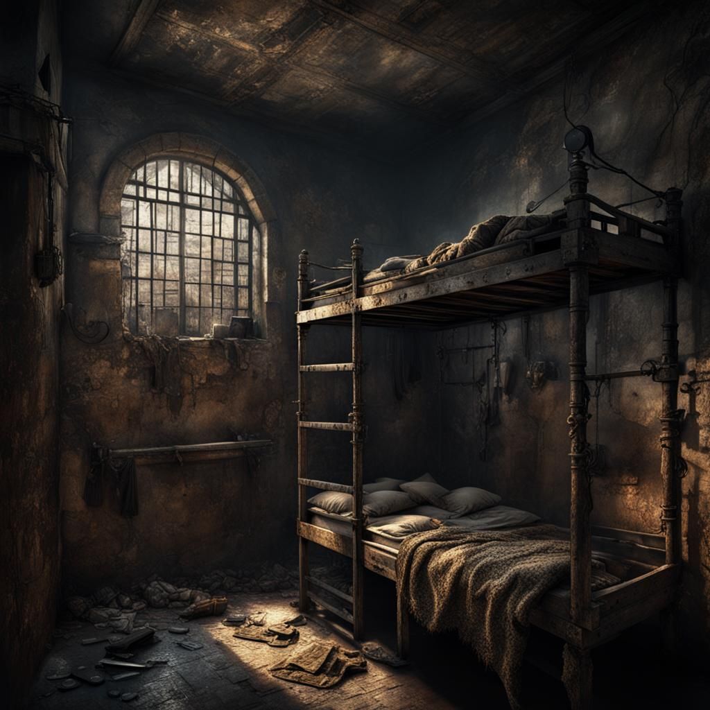 Dark Prison Cell Interior in Baroque Style