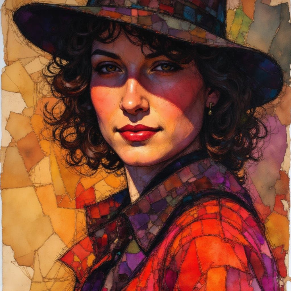 Cowboy Alcohol Ink Sketch in Frazetta Style