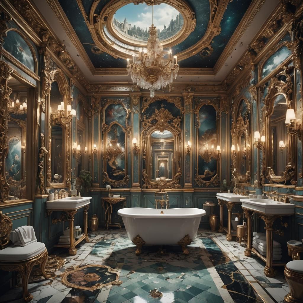 Surreal Bathroom Dreamscape: Digital Matte Painting