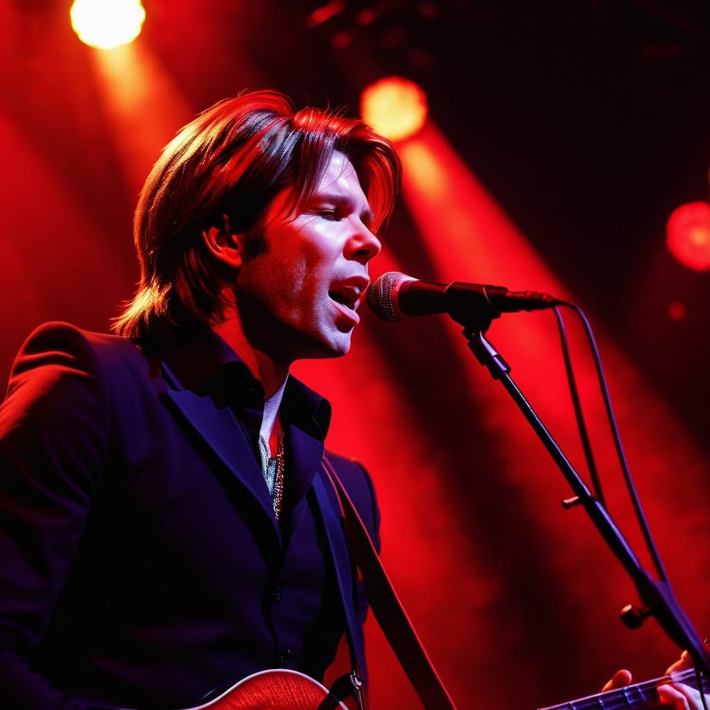 Moody Red Stage Performance of a 90s Rock Icon