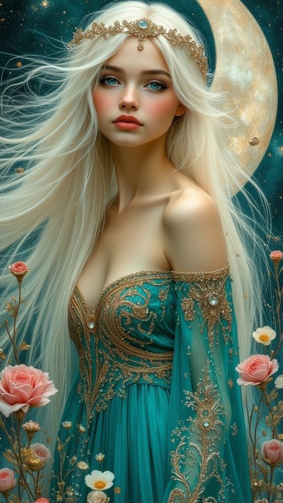 Ethereal Fairy Woman in Pre-Raphaelite Oil Painting