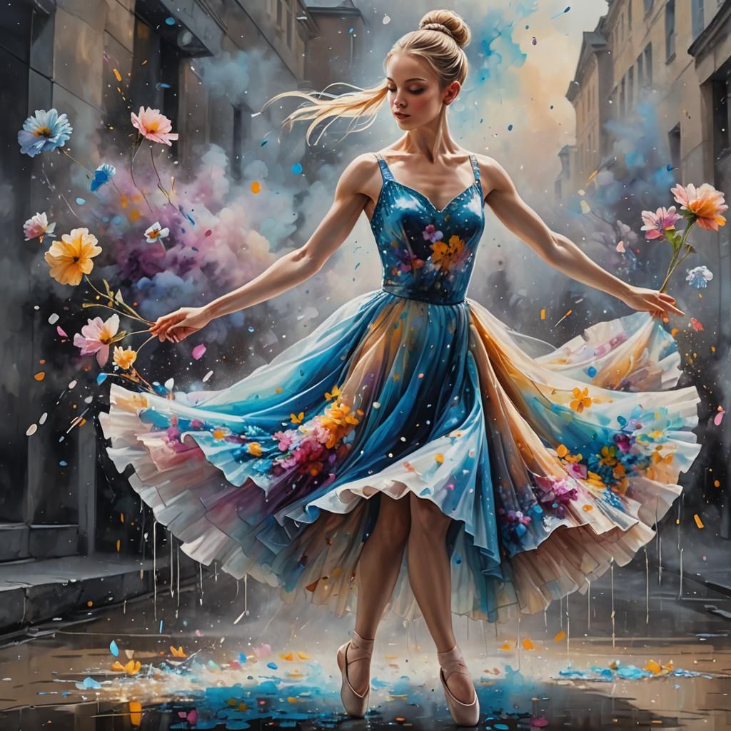 Ballerina in Smoke: Hyperrealistic 3D Anime Art