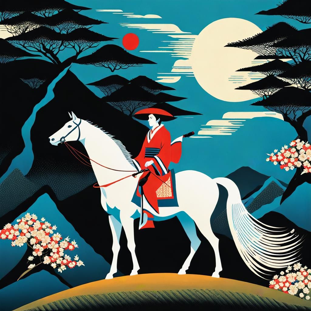 Tokyo Cityscape in Ukiyo-e Halftone Style