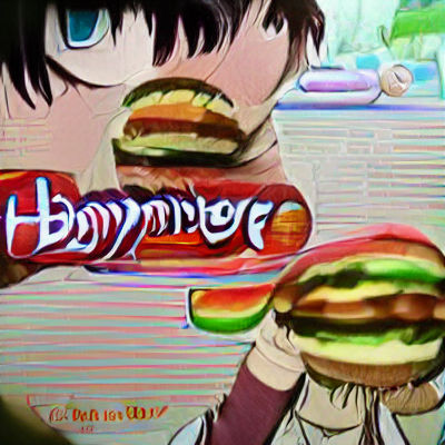 Boy Enjoying a Hamburger Illustration