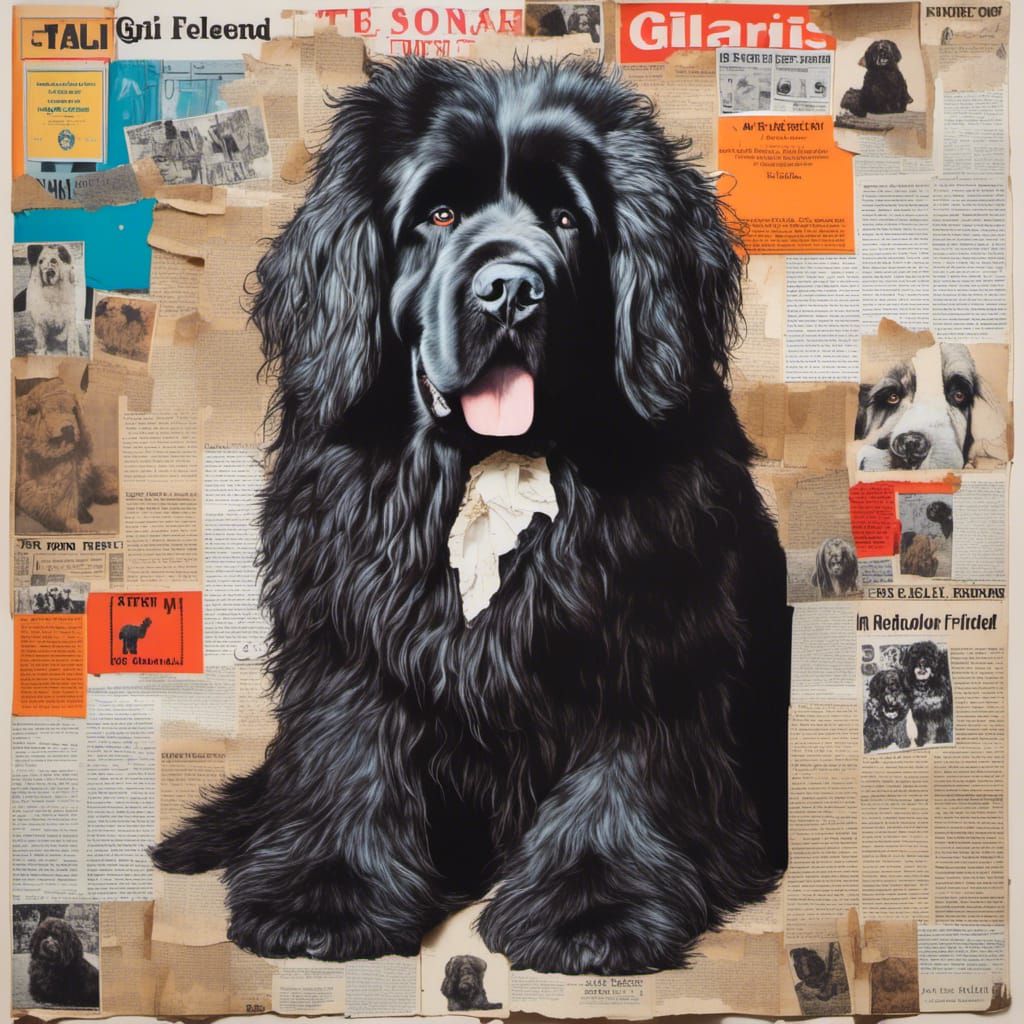 Collage of a Fluffy Newfoundland Dog