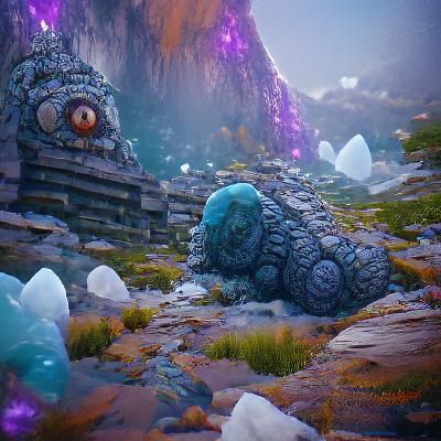 Crystalline Stone Monster: Detailed Fantasy Art