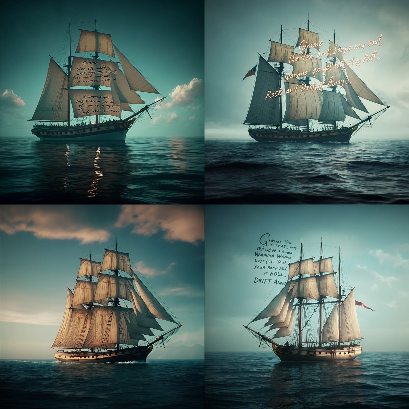 Old Sailboat on Calm Seas in Digital Painting Style