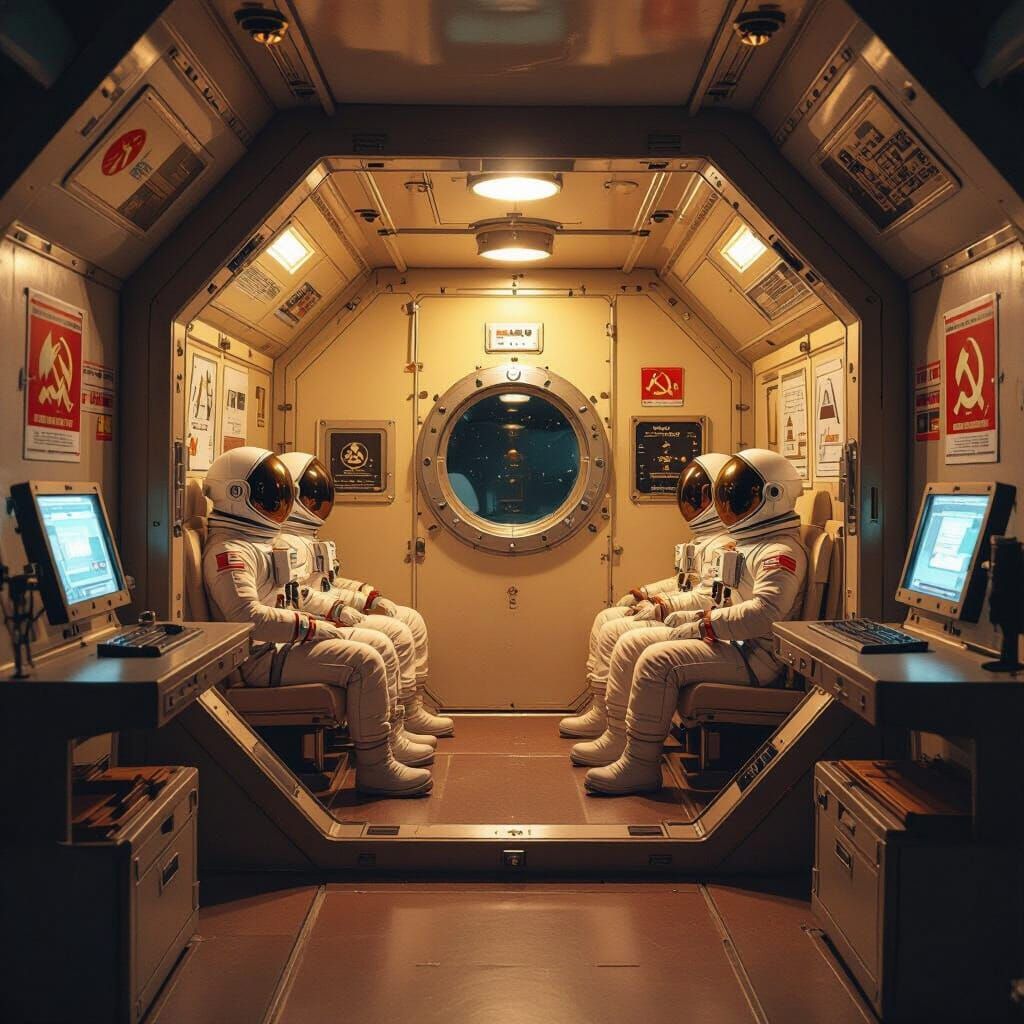 Martian Module in Soviet Retro-Futurism Style