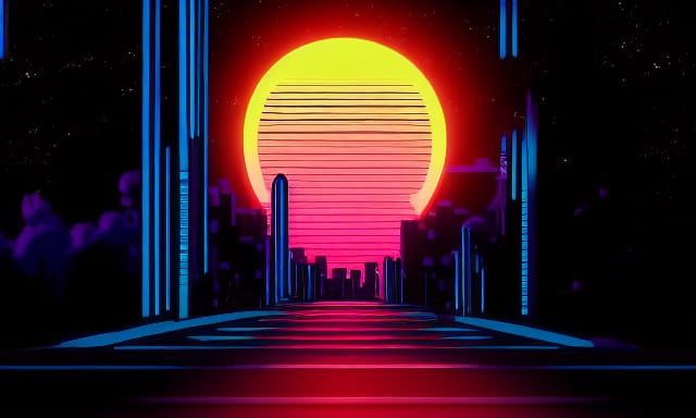 Synthwave Scene in 80's Style