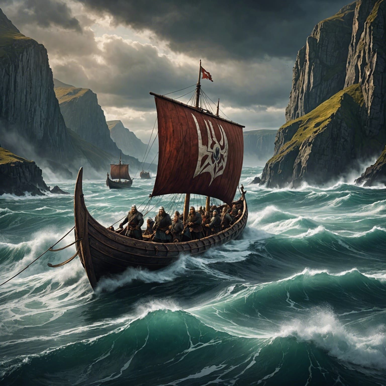 Viking Longboat on a Dramatic Voyage