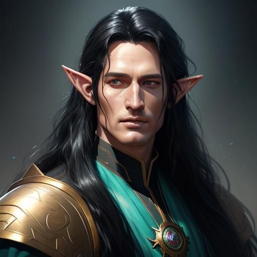 Opal Elf Prince Portrait in Hyperdetailed Digital Art
