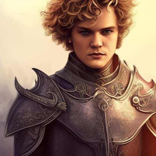 Rose Knight in White Armor, Fantasy Art