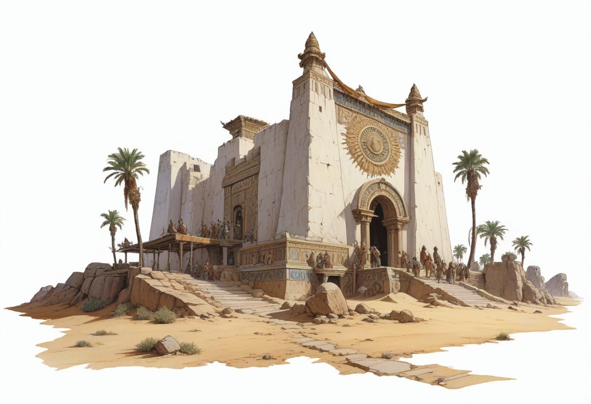 Ancient Babylonian Dwelling in Heroic Fantasy Style