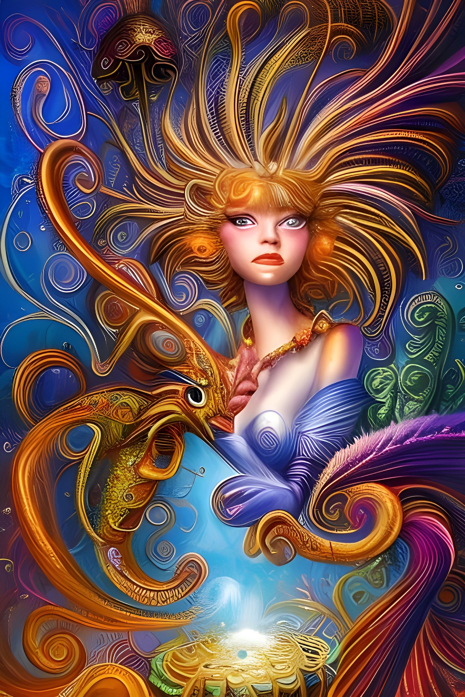 Detailed Creature in Vivid Solarpunk Style