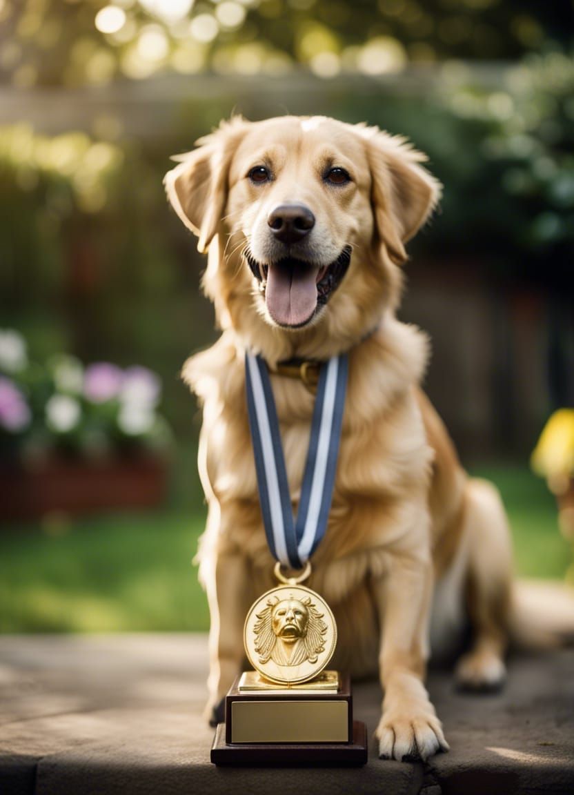 Puppy with his "Good Boy" medal