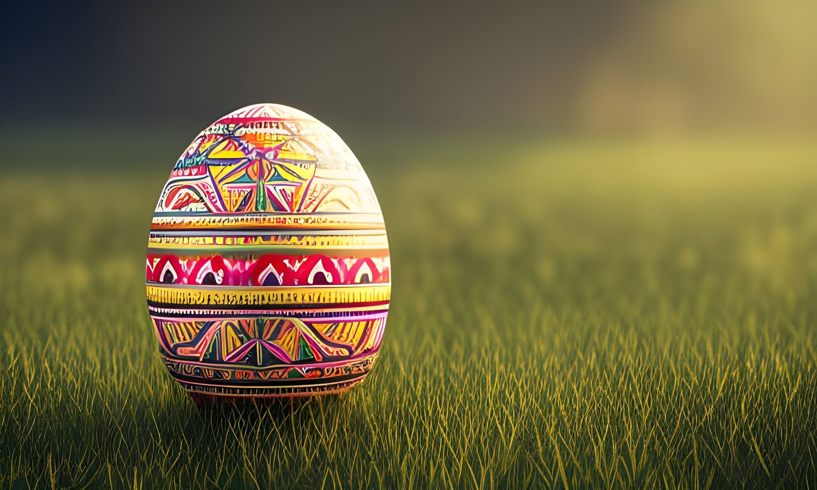 Decorated Easter Egg with Romanian Pattern