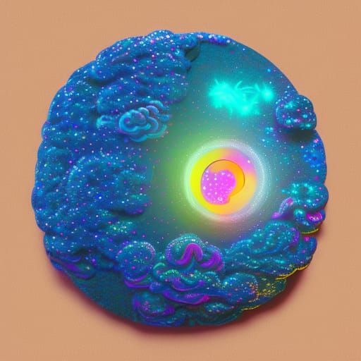 Holographic Astral Moon Cake by Pablo Amaringo