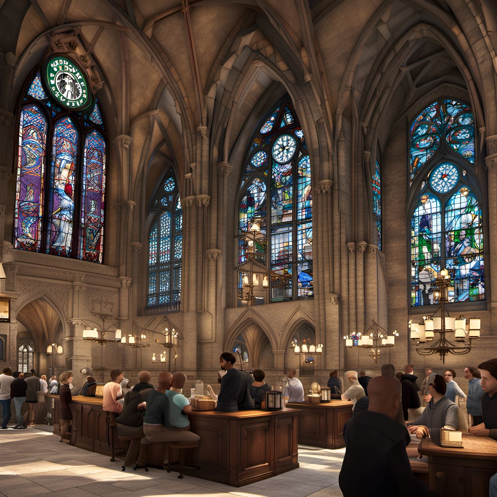 “The New Cathédrale Notre-Dame de Paris with a Starbucks Café” 07