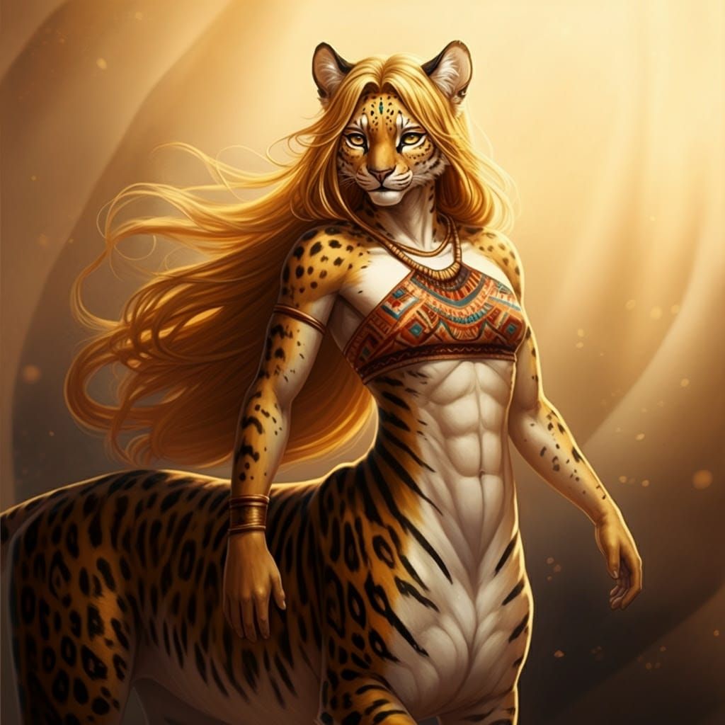 Majestic Chakat Centaur in Vibrant Tribal Attire