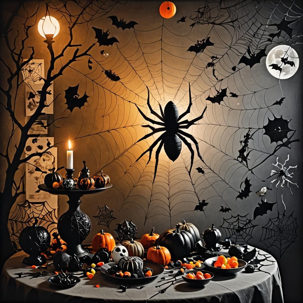 Eerie Halloween Photogram in Noir Surrealism