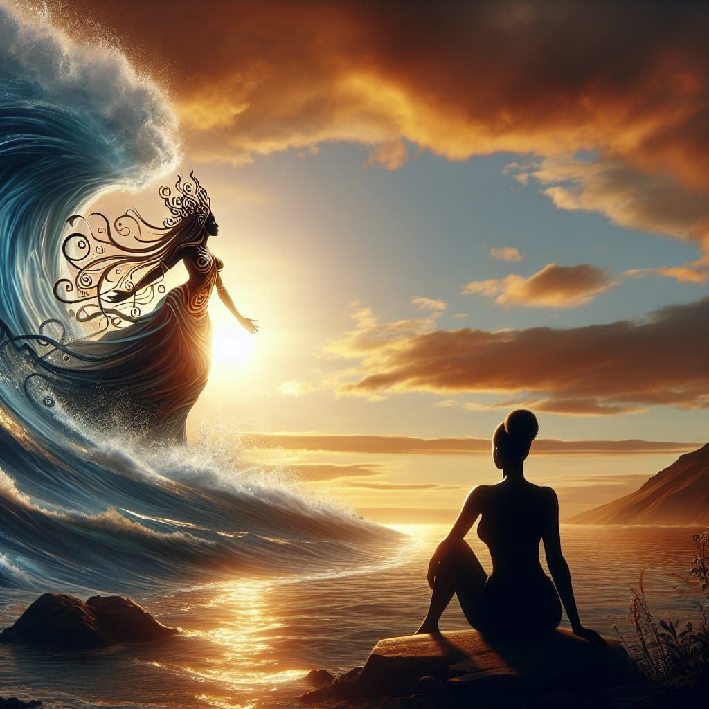 Celtic Goddess Emerges from the Ocean