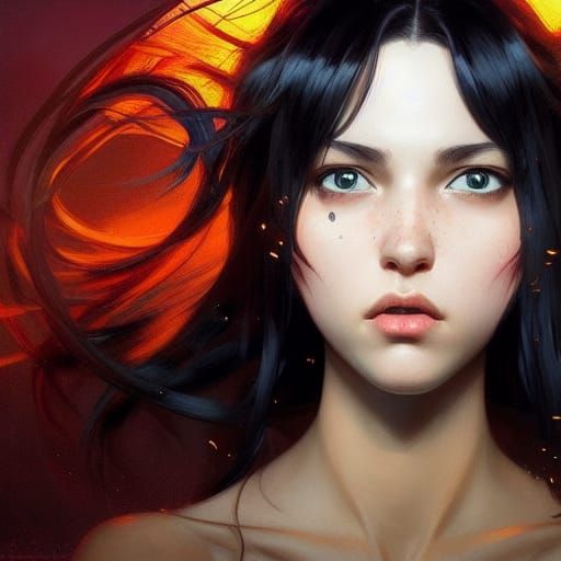 Shocked Girl Portrait in Hyperdetailed Digital Art Style