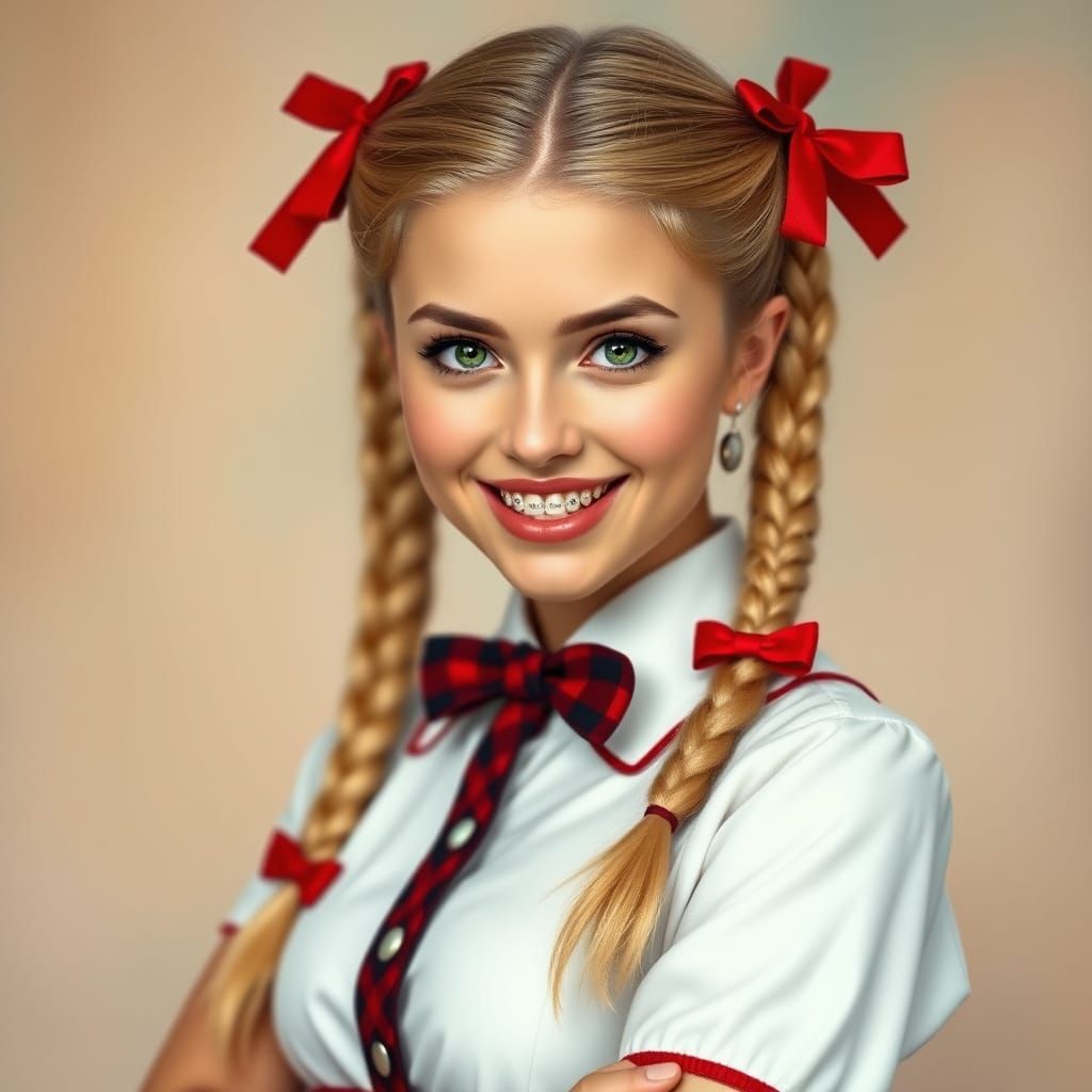 Timeless Beauty in Classic Schoolgirl Attire