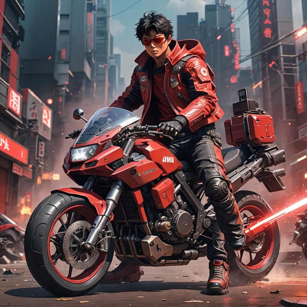 Kaneda's Motorcycle in Akira Style, 3D Anime Art