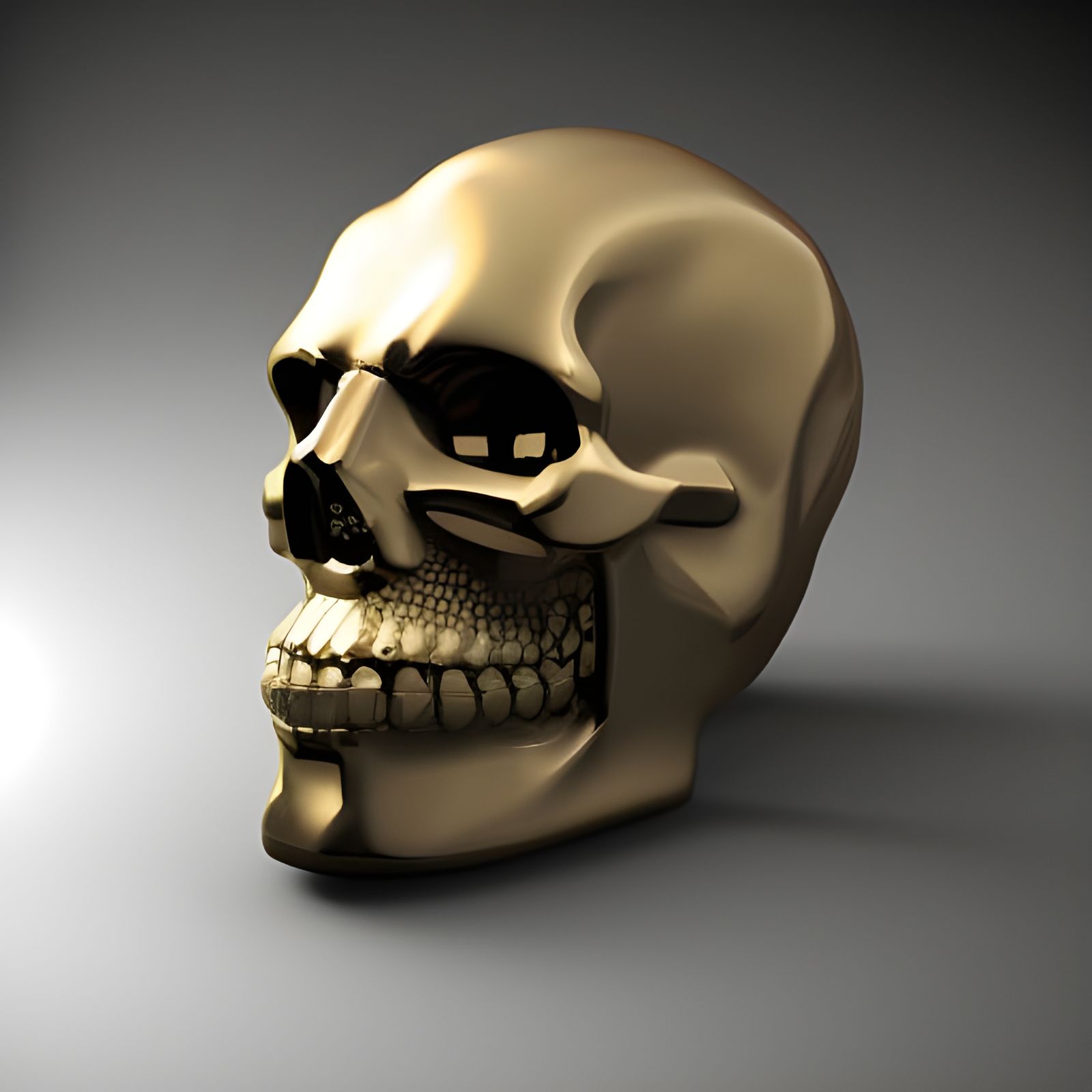 Golden Skull 3D Render: Detailed and Hyperrealistic