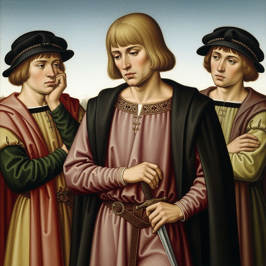 Hamlet's Monologue in Medieval Painting Style
