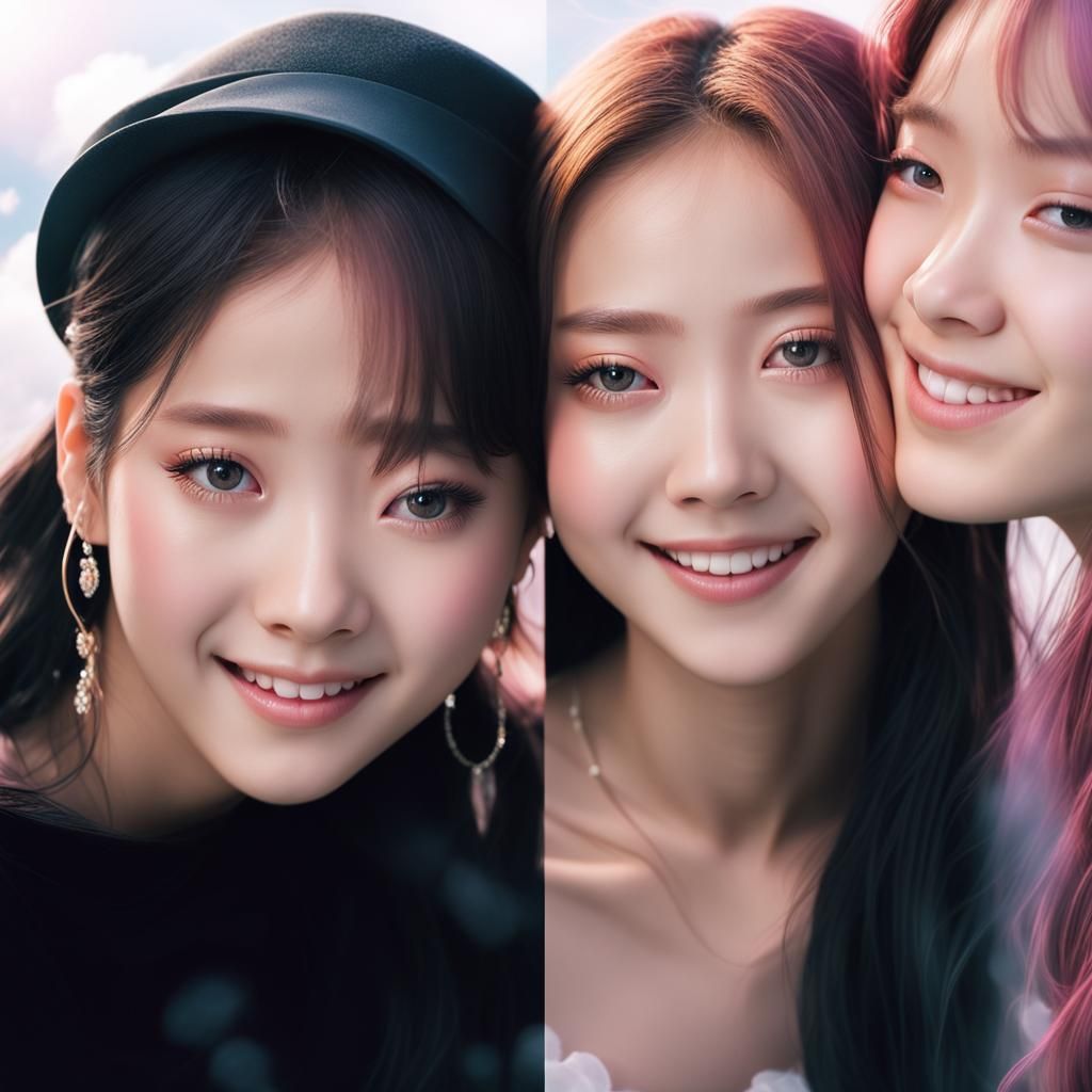 Black Pink as Angelic Figures in Ethereal Portrait