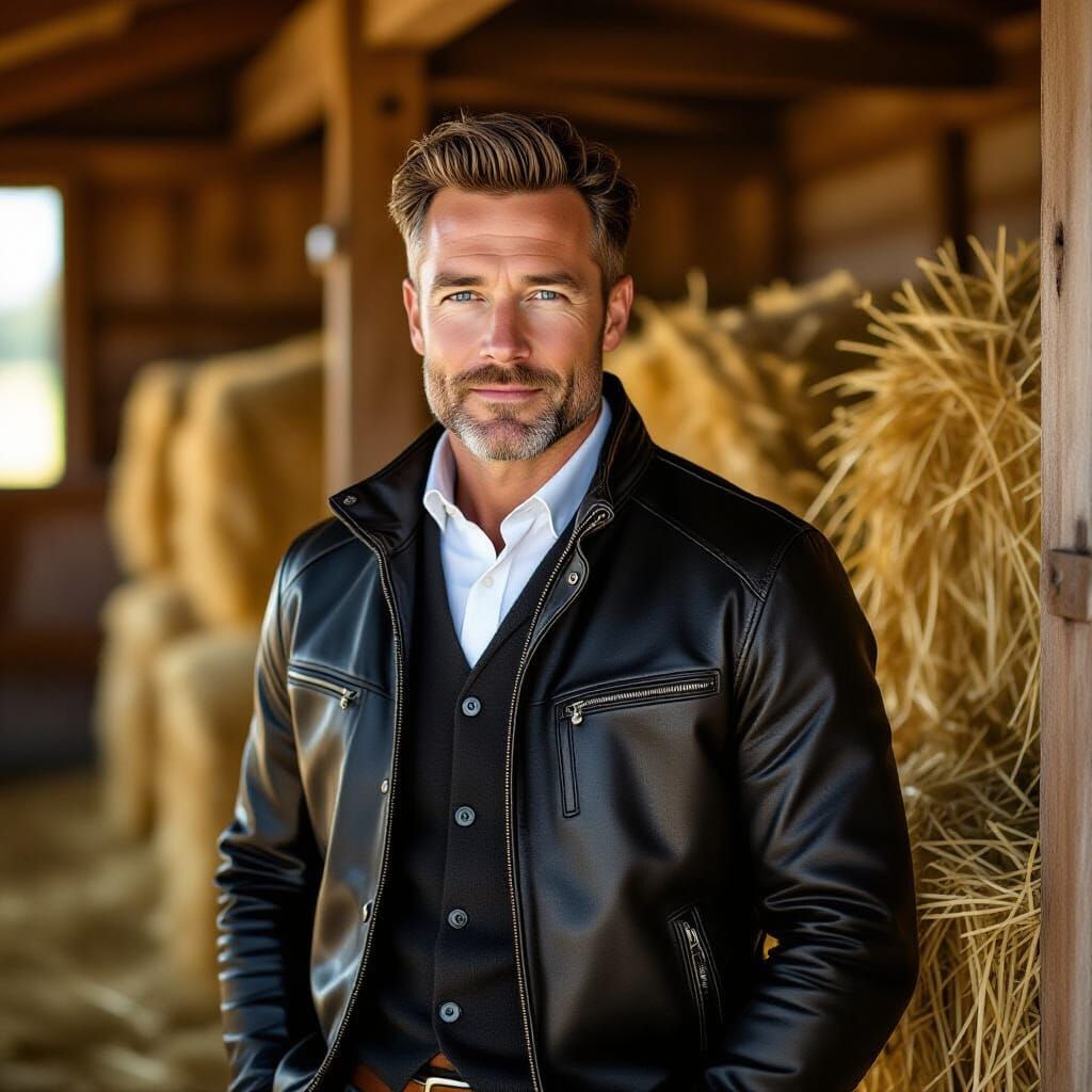 Europid Man in Stable, Leibovitz Portraiture Style