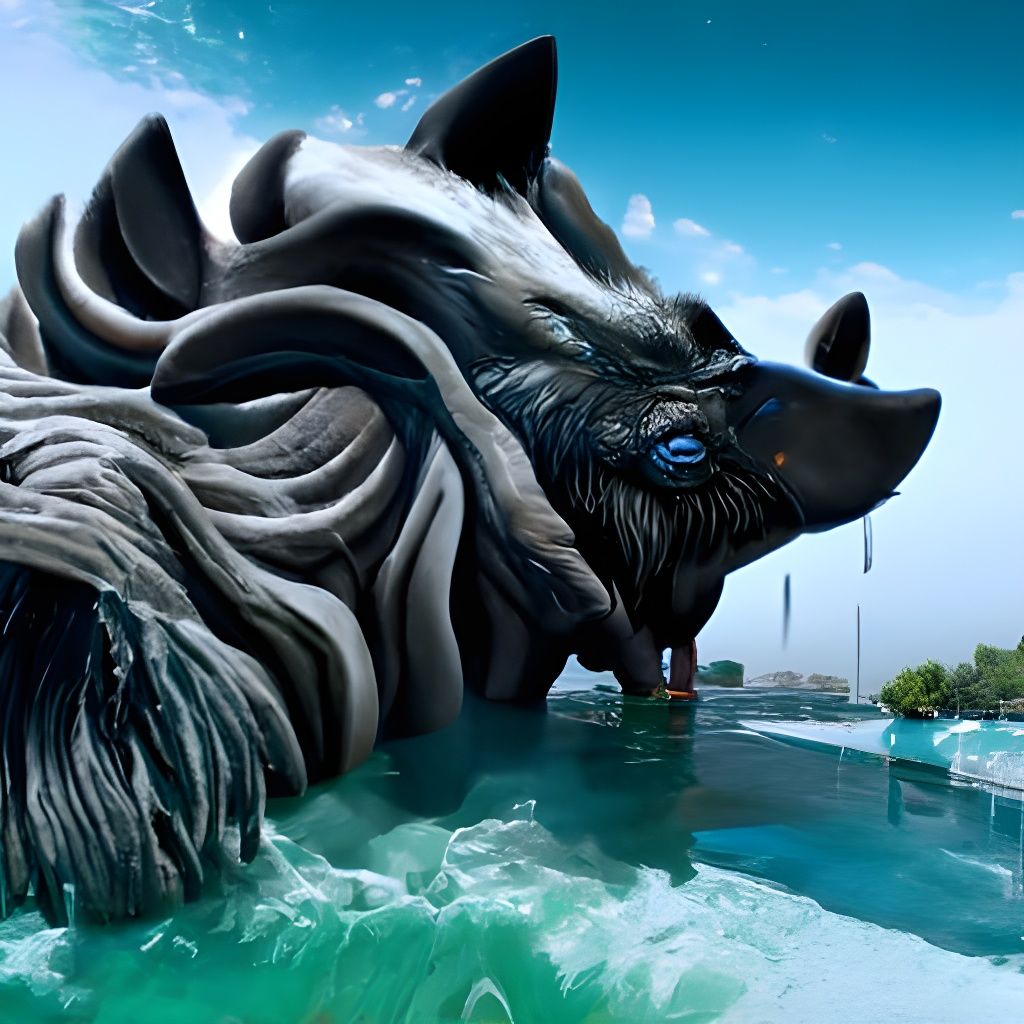 Giant Boar Cityscape in Photorealistic Sci-Fi Style