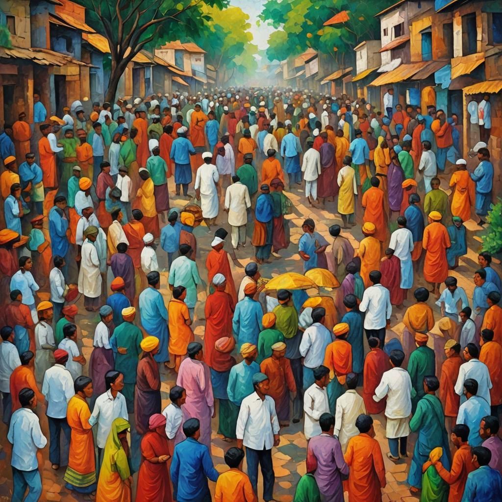 India Landscape in Expressionist Impasto Style