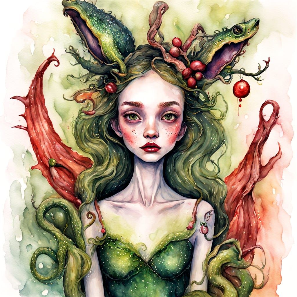 Peculiar Fairytale Monster in Mixed Media