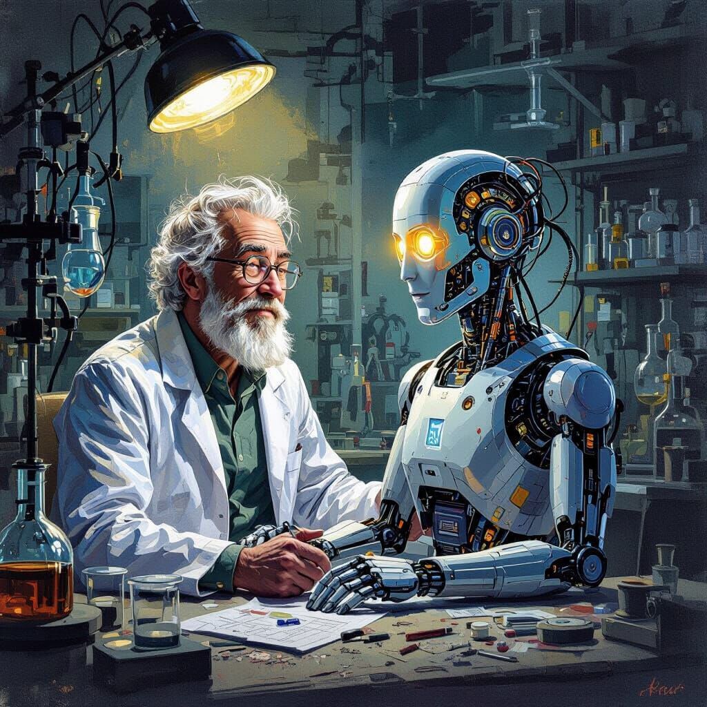 Mad Scientist's AI Hybrid Awakens in Epic Impressionist Mast...