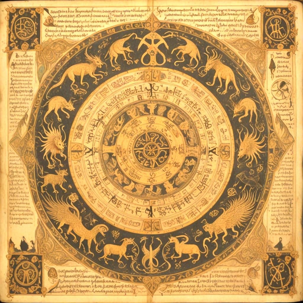 Illuminated magic scroll for summoning of demonic beasts