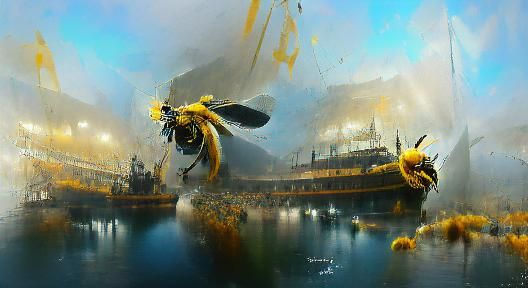 Solitary Bee in Flight: Photorealistic Detail