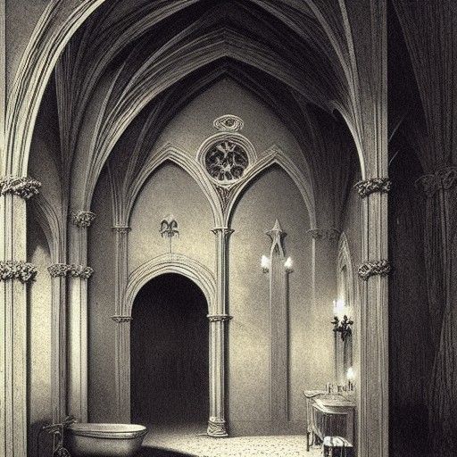 Gothic Bathroom with Mystical Horror Mood