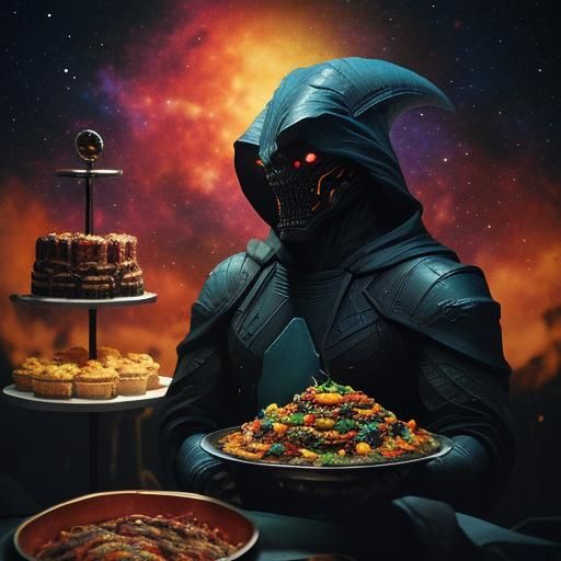 Dramatic Cosmic Buffet in Cinematic Style