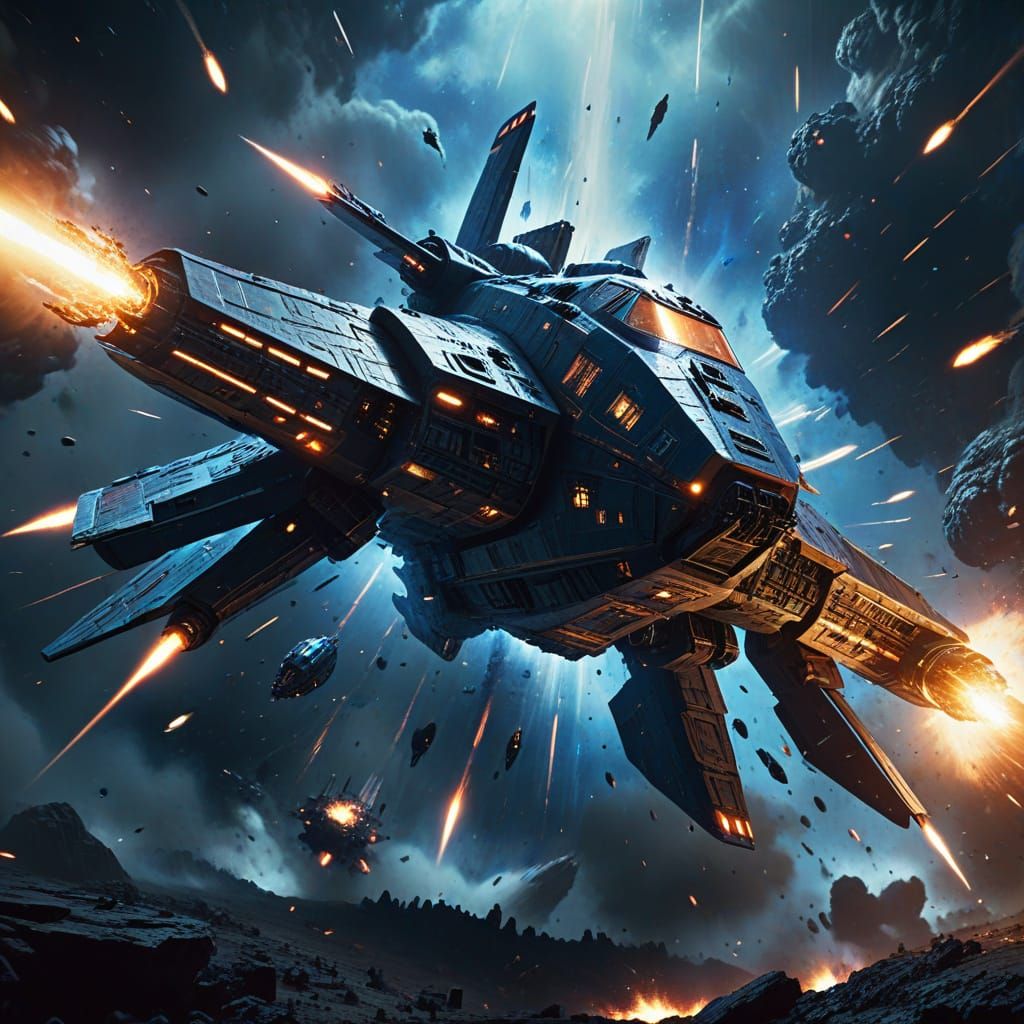 Imperial Cruiser Engaged in Epic Space Battle