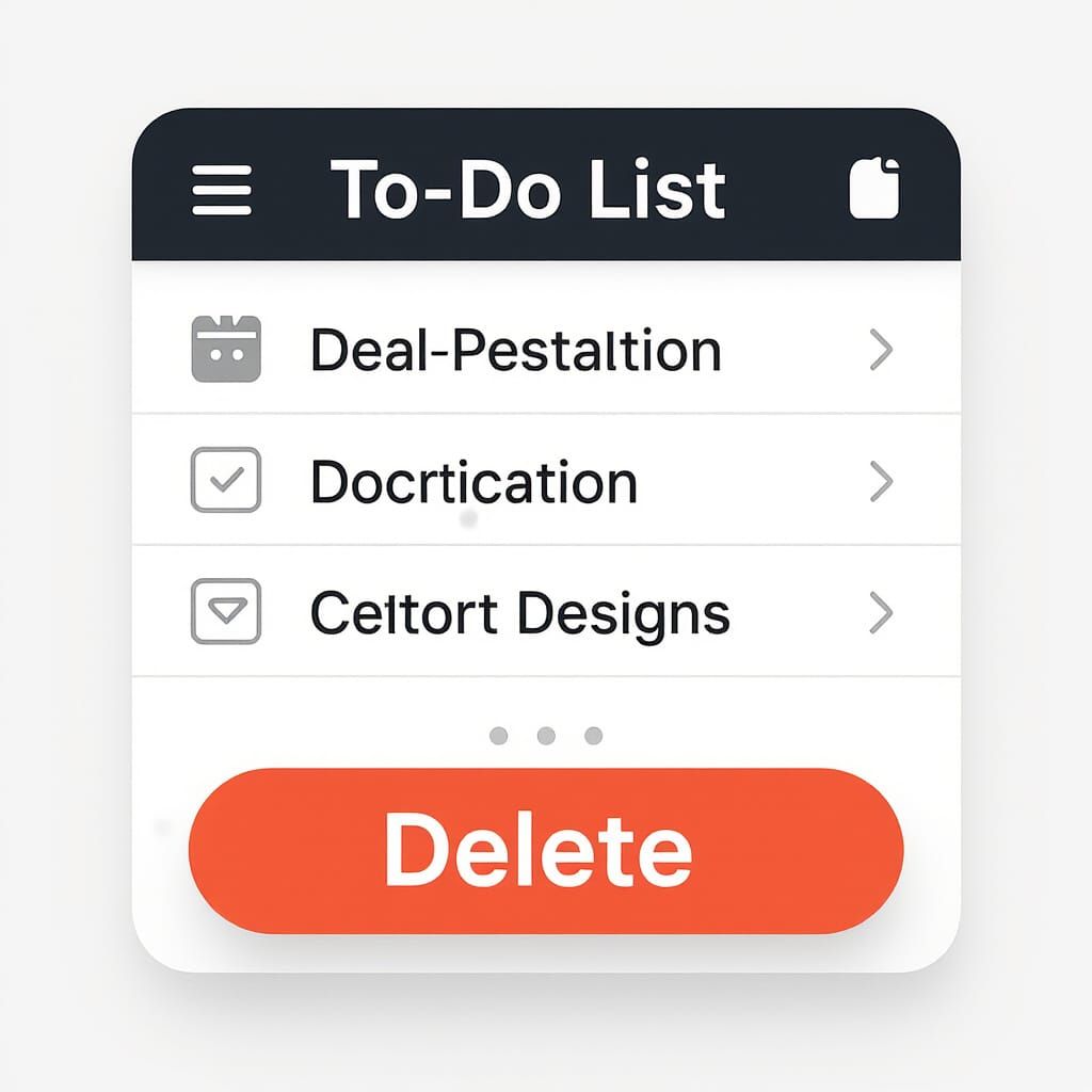 Minimalist To-Do List UI with Swipe Delete Button