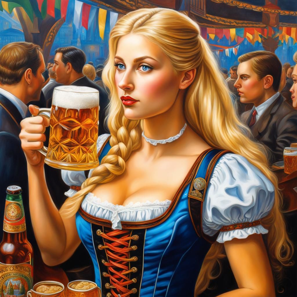 Oktoberfest in New York: Detailed Impressionistic Painting