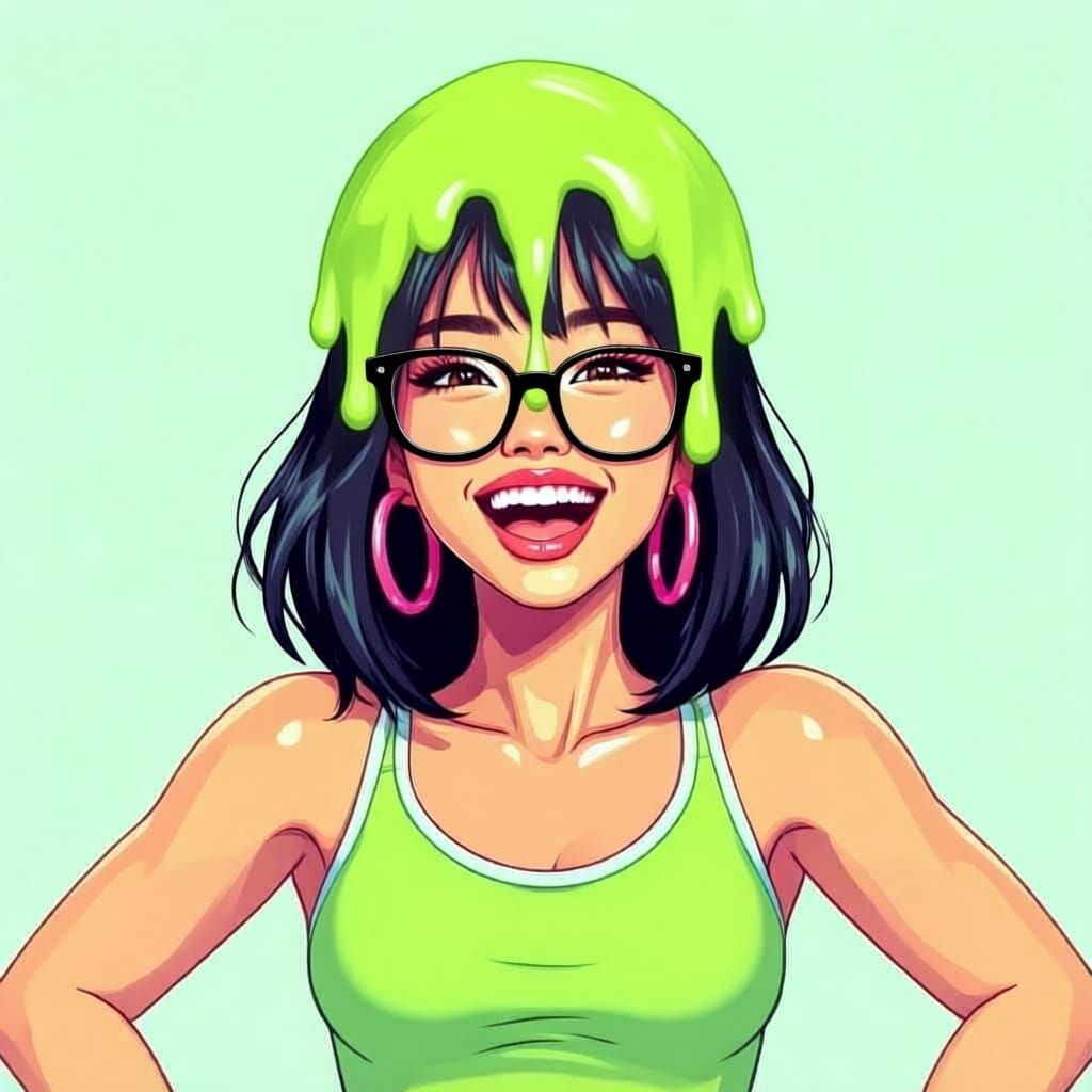 Woman Hilariously Slimed in Vibrant Nickelodeon Style