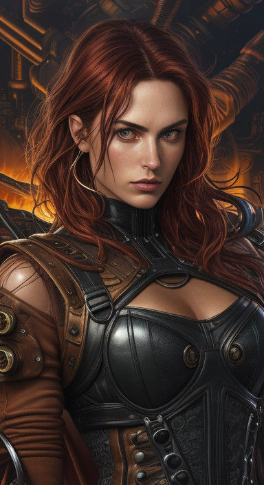 Goddess of Industrial Chic in Hyper-Realistic Comic Book Art