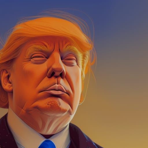 President Trump Portrait in Hyperdetailed Digital Art